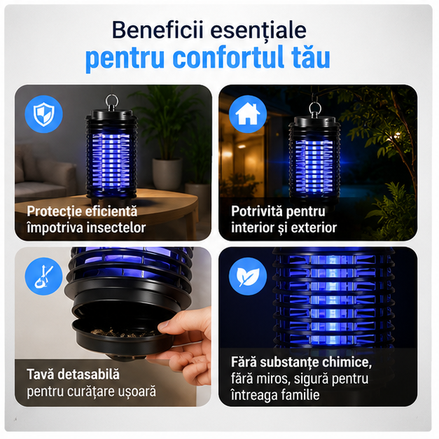 Lampa Anti-Insecte 12x12x27 cm - Protecție Eficientă