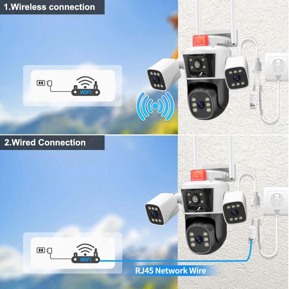 PACHET Lampă Solară cu Cameră de Supraveghere XL SIM 4G + Camera de Supraveghere WIFI 5K, 12MP, 3 lentile, 3 ecrane + Card 128 GB + Cartelă YOXO!