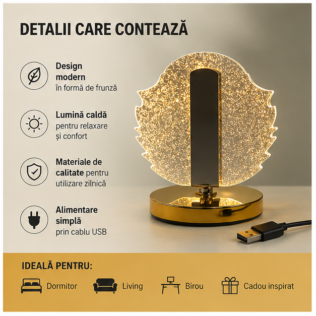 Lampa Decorativă Frunză - Iluminare Ambientală Elegantă