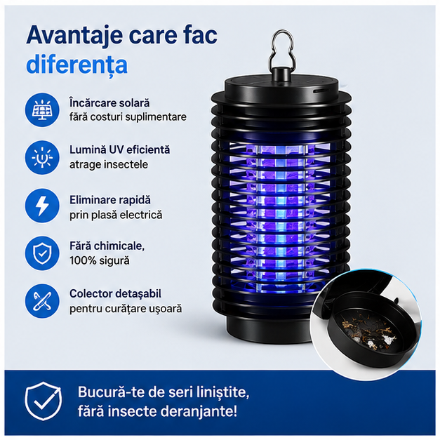 Lampa Solara anti Insecte - Protectie Eficienta si Eco-Friendly