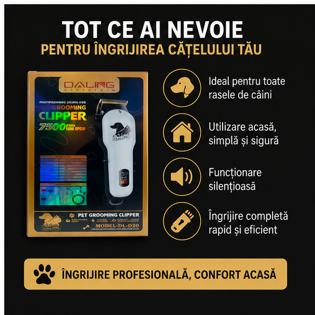 Mașină Profesională de Tuns Câini și Oi, 8 în 1 Daling DL-D33