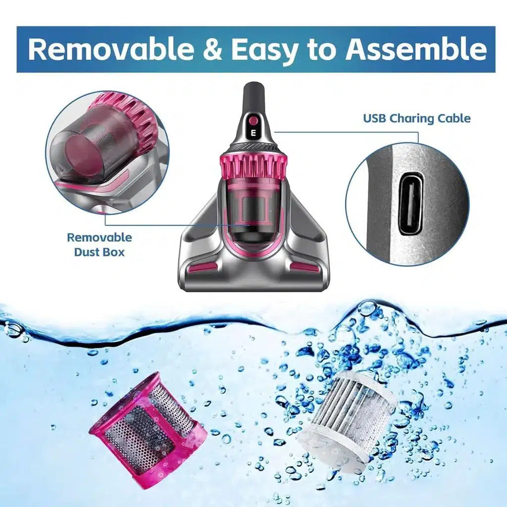 Aspirator Vertical Si De Mana Anti Acarieni, Fara Fir 5in1 J