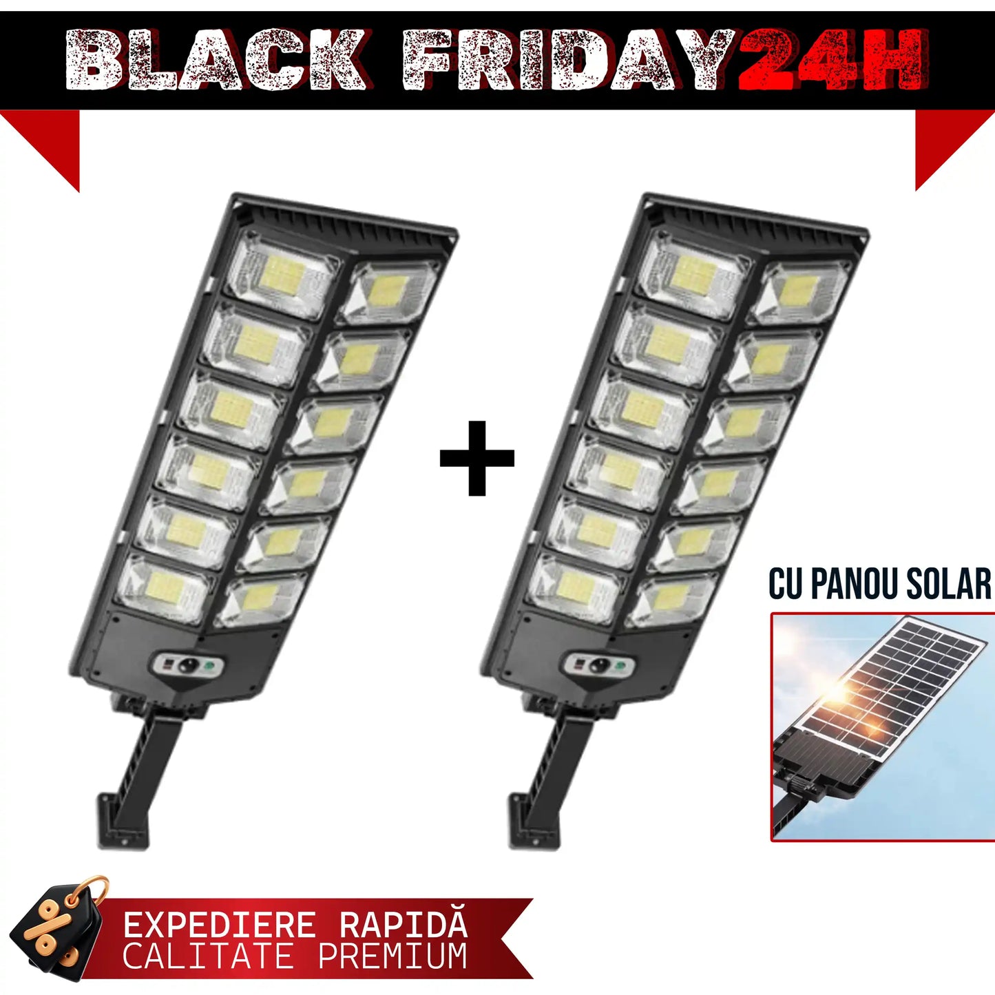 PACHET 1 + 1 ! Lampa solară stradală 3000W