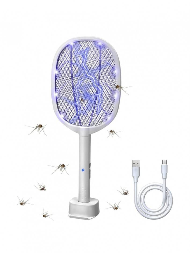 1 + 1 GRATIS ! Paleta electrica anti-insecte, incarcare USB, alb, 52 cm