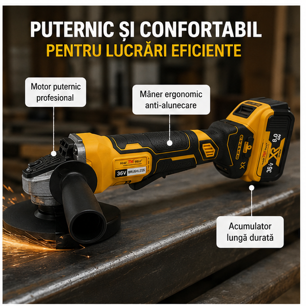 Polizor Unghiular (flex) cu 2 Acumulatori 98 V