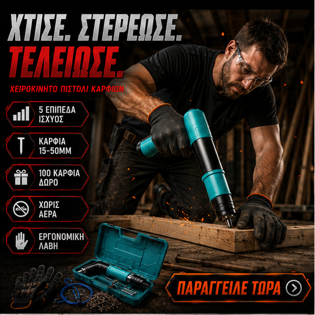 Pistol manual pentru fixarea cuielor + 100 CUIE CADOU