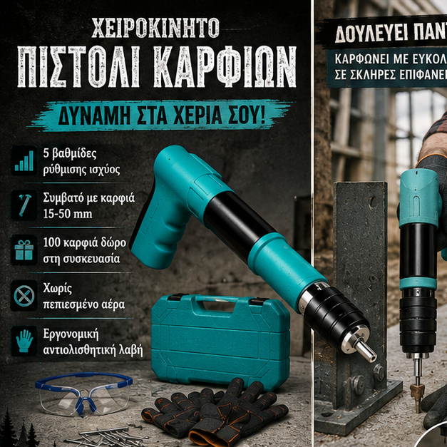Pistol manual pentru fixarea cuielor + 100 CUIE CADOU