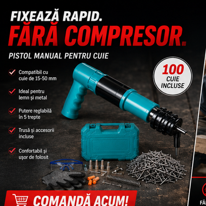 Pistol manual pentru fixarea cuielor + 100 CUIE CADOU