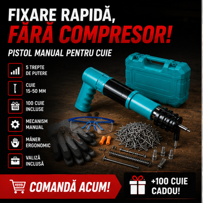 Pistol manual pentru fixarea cuielor + 100 CUIE CADOU