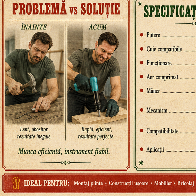Pistol manual pentru fixarea cuielor + 100 CUIE CADOU