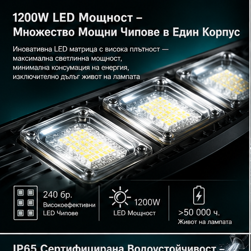 SET 5x Lampa Stradala 1200W, Incarcare Solara