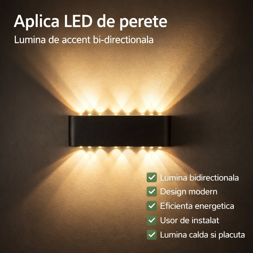 SET 8 LAMPI BIDIRECTIONALE, 15CM, 10 LED-URI