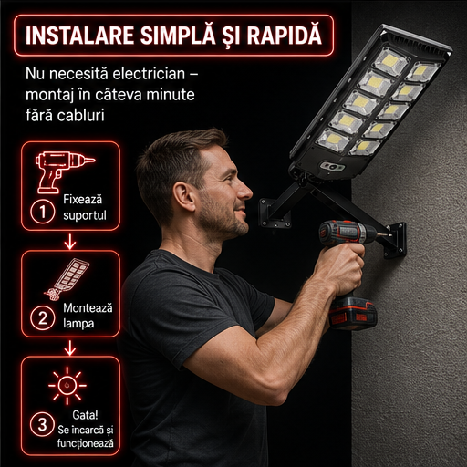 Lampa solară stradală 3000W  70 CM W789B-6