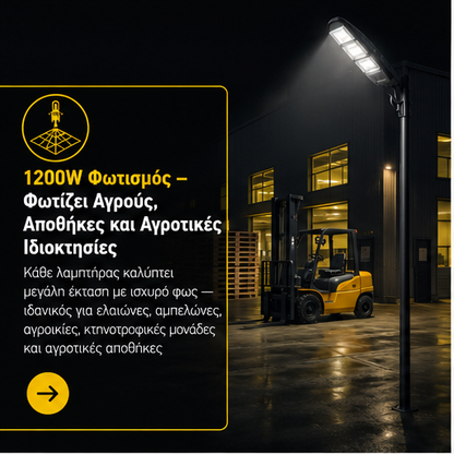 SET 5x Lampa Stradala 1200W, Incarcare Solara