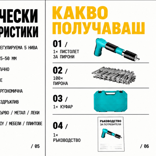 Pistol manual pentru fixarea cuielor + 100 CUIE CADOU