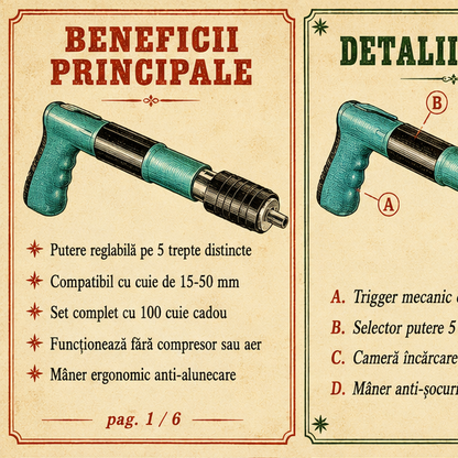 Pistol manual pentru fixarea cuielor + 100 CUIE CADOU