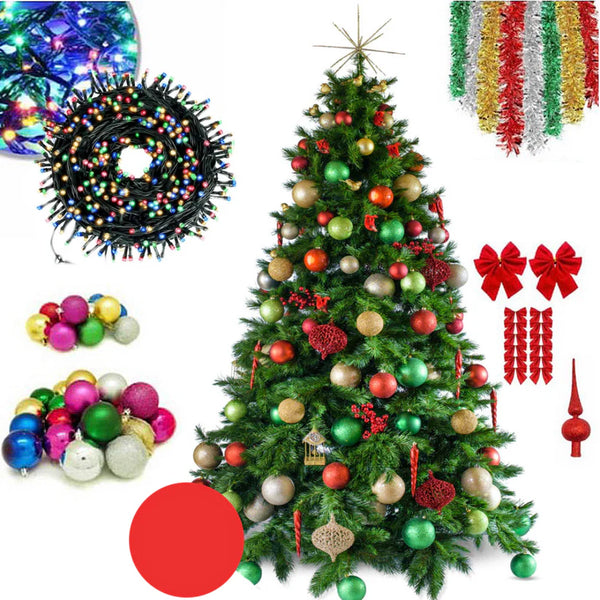 Pachet Complet Craciun - Brad Artificial 180 cm + Set  de Decoratiuni Incluse