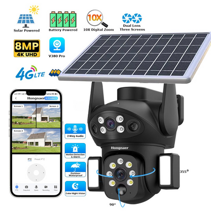 Cameră de supraveghere solară 5G DUAL LENS 8MP + 128GB