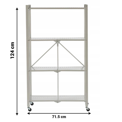 Raft metalic mobil pliabil cu 4 polite pe roti - 71.5x39x124