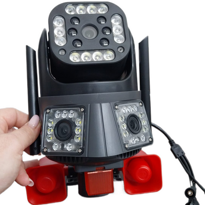 Camera de Supraveghere Tripla cu ALARMA WIFI, 12MP, Exterior