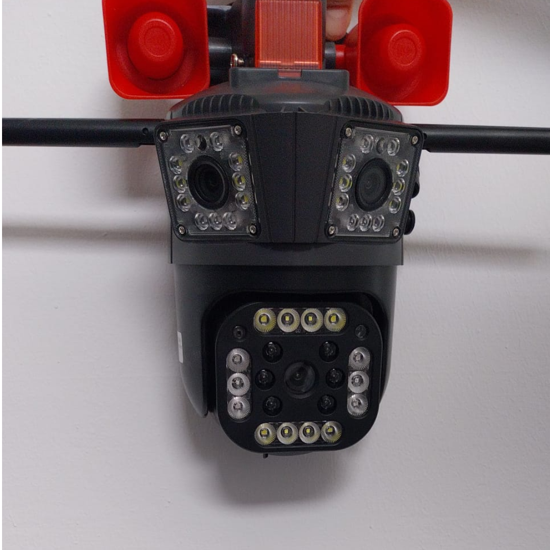 Camera de Supraveghere Tripla cu ALARMA WIFI, 12MP, Exterior