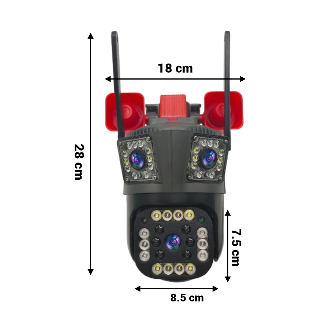 Camera de Supraveghere Tripla cu ALARMA WIFI, 12MP, Exterior