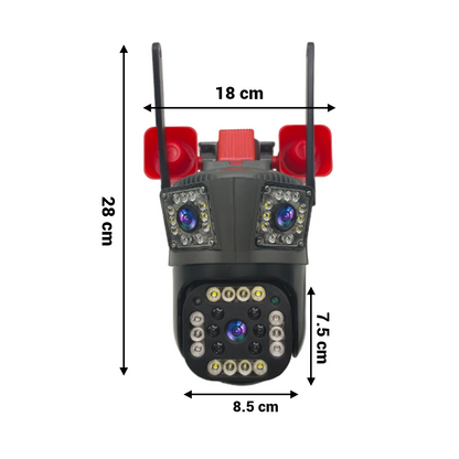 Camera de Supraveghere Tripla cu ALARMA WIFI, 12MP, Exterior