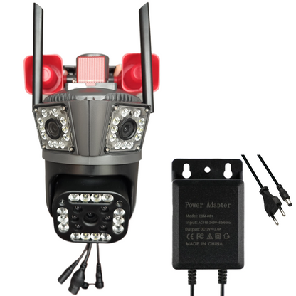 Camera de Supraveghere Tripla cu ALARMA WIFI, 12MP, Exterior