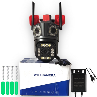 Camera de Supraveghere Tripla cu ALARMA WIFI, 12MP, Exterior