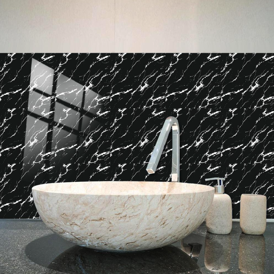 Folie Autocolantă Marmură Neagră 60x300cm pentru Mobilier