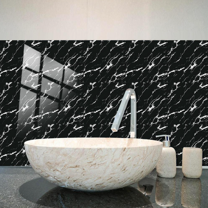 Folie Autocolantă Marmură Neagră 60x300cm pentru Mobilier