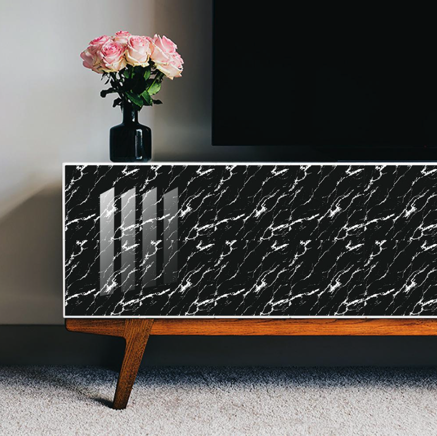 Folie Autocolantă Marmură Neagră 60x300cm pentru Mobilier