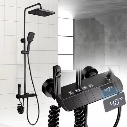 Set de Dus Lux Black - Cu Afisaj Digital si Functie Termostatica Rotire 360