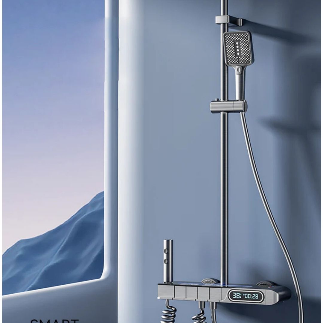 Set de Dus Lux Black - Cu Afisaj Digital si Functie Termostatica Rotire 360