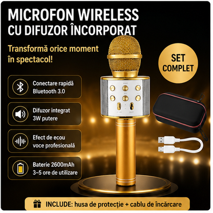 Microfon Karaoke Cu Bluetooth Si Boxa Compatibil