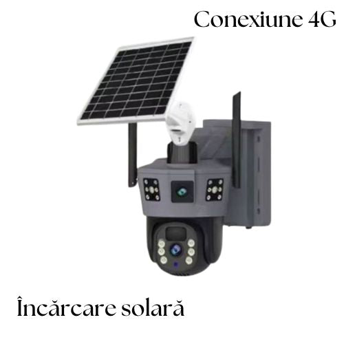 Cameră de Supraveghere 4G AI, Wide Dynamic Range, Vedere Nocturnă, Panou Solar, Detectare Mișcare, Stocare Cloud, Control prin Aplicația O-KAM Pro