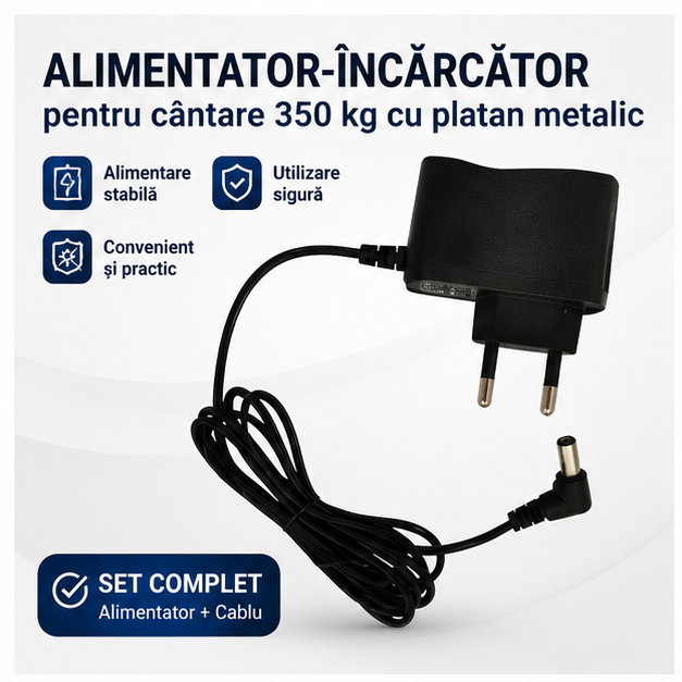 Incarcator pentru cantare 350 kg cu platan metalic , negru