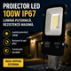 Proiector LED +PANOU Solar 100W IP67 – Iluminare puternică pentru exterior