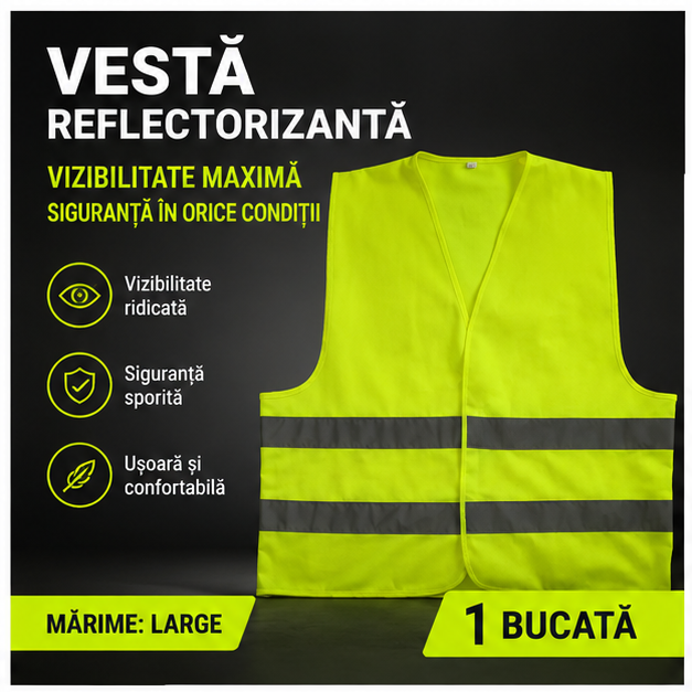 Vestă reflectorizantă verde, două benzi