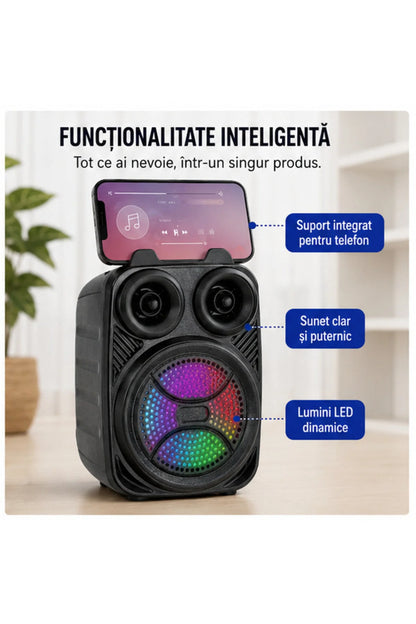 Boxa portabila cu suport de telefon si maner