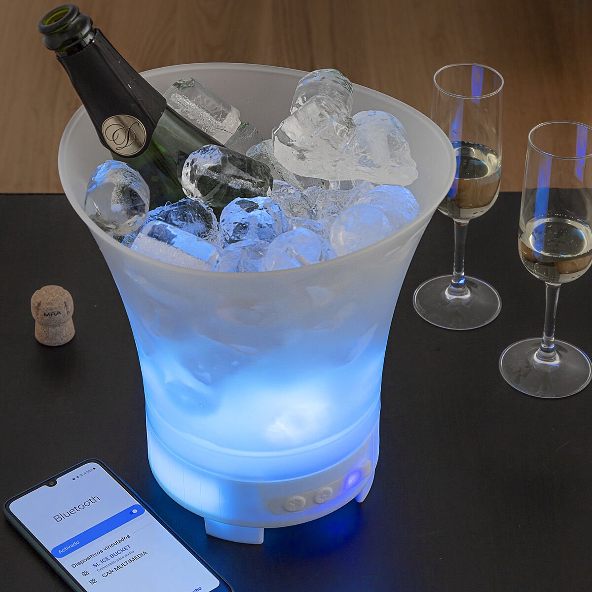 Frapieră cu Bluetooth și Iluminare LED – Portabilă, Elegantă, Multifuncțională