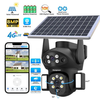 CAMERA SOLARA DUBLA + CARD 128GM