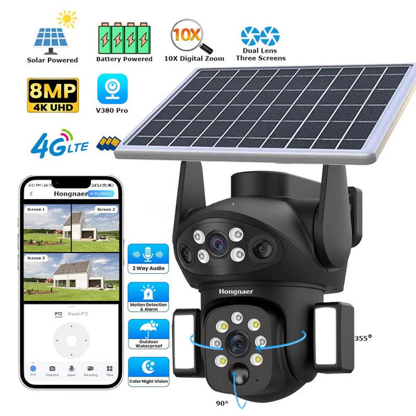 CAMERA SOLARA DUBLA + CARD 128GM