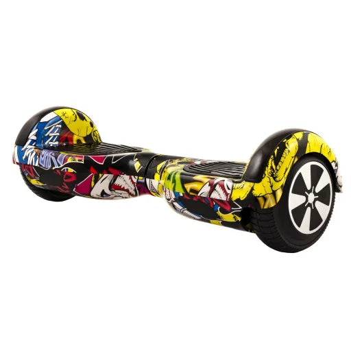 Hoverboard electric JRH Graffiti galben , roti 6.5 inch, autonomie 20 km, viteza 12 km/h ,motor 2 x