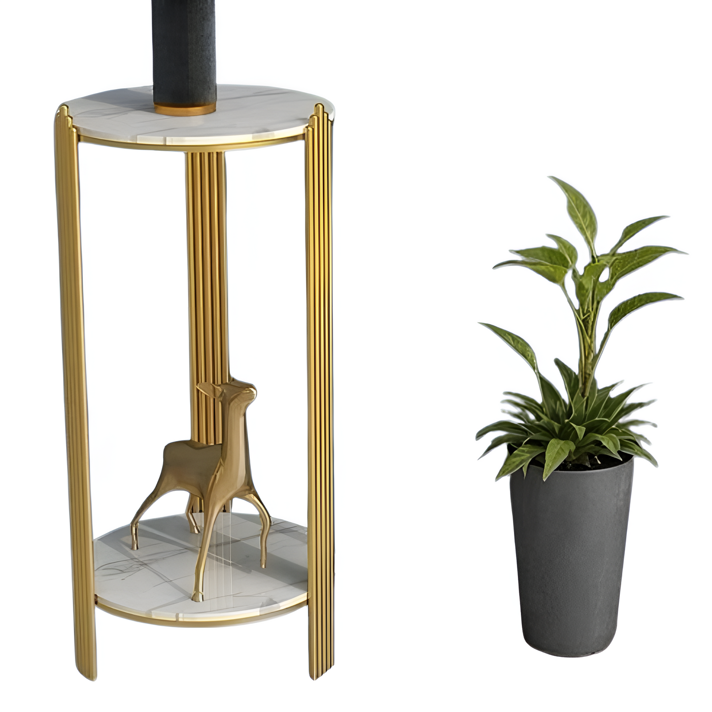 Masa Cafea Rotunda 2 Nivele - Design Modern cu Blat Marmorat