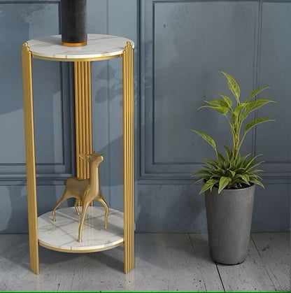 Masa Cafea Rotunda 2 Nivele - Design Modern cu Blat Marmorat