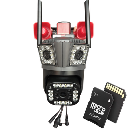 Camera de Supraveghere Tripla cu ALARMA WIFI, 12MP, Exterior