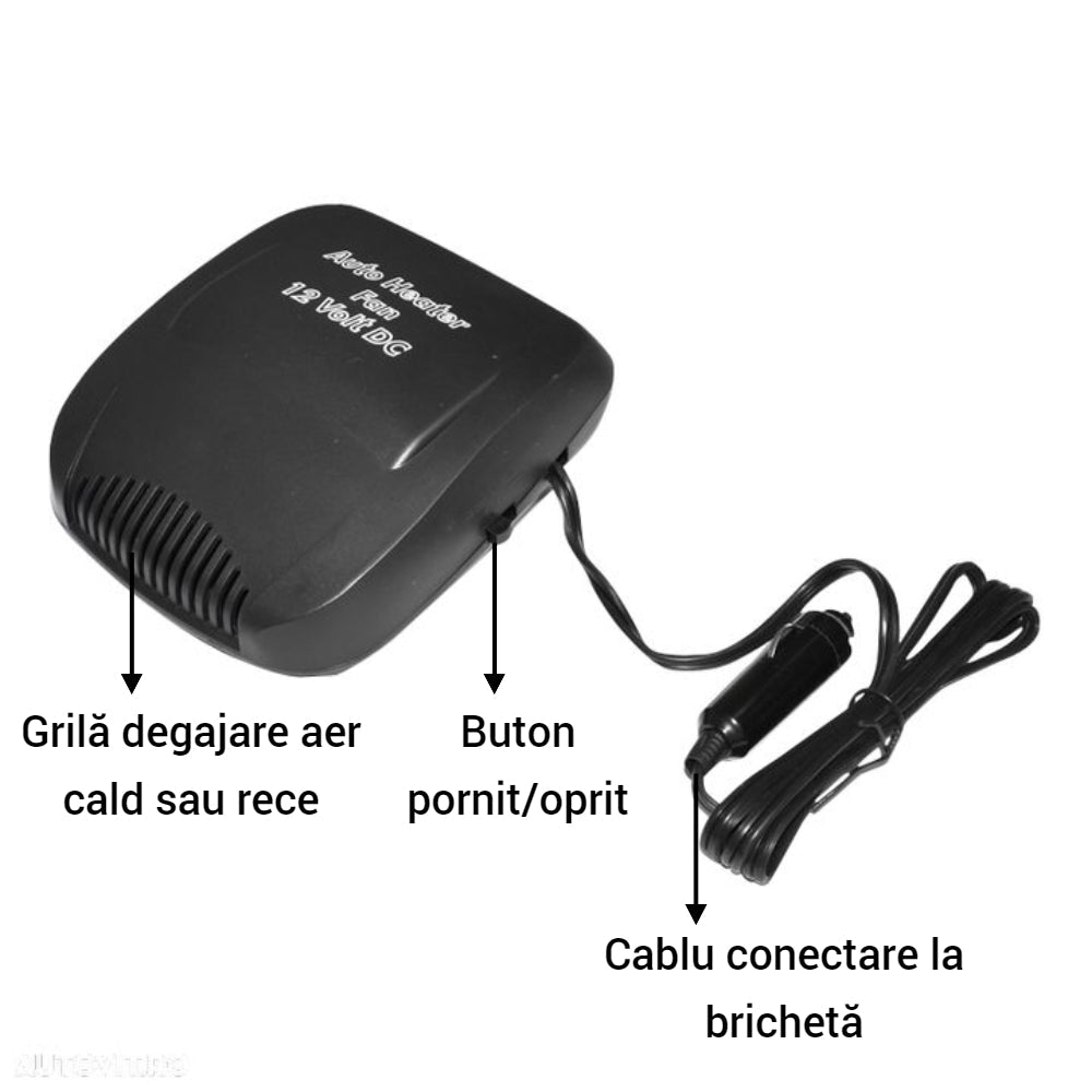 Aeroterma Auto 12V, 150W - Incalzire si Racire, Cablu 140cm,