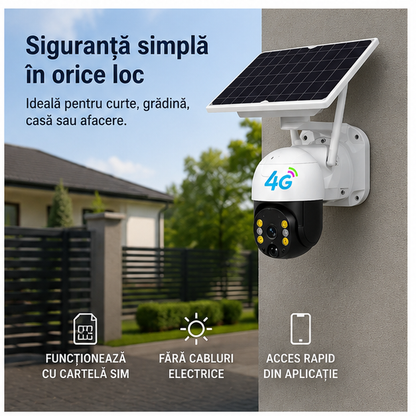 Camera 4G Simpla panou solar cu 2 lentil