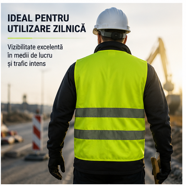 Vestă reflectorizantă verde, două benzi